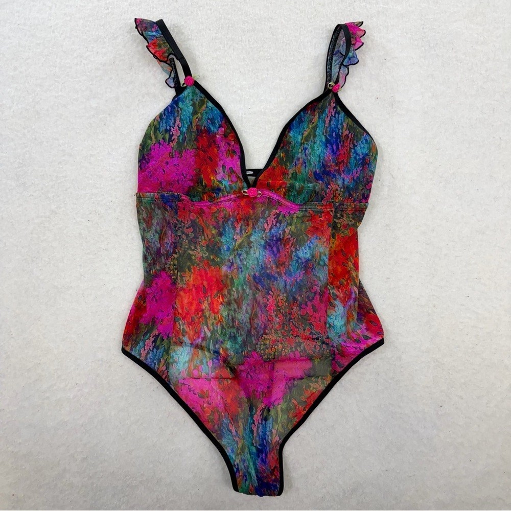 Parade Multi-Colored Mesh Flutter Strap Bodysuit - image 3
