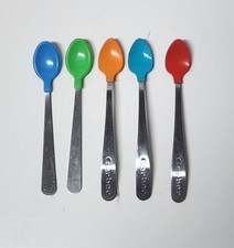 5- Vintage Gerber 3 API 2 Baby Spoons Stainless Steel With Silicone Tip
