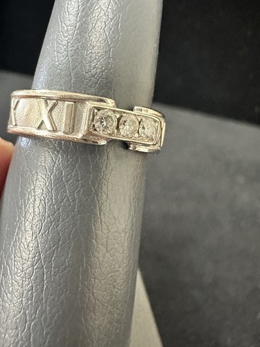 18k White Gold Authentic Tiffany & Co Atlas Diamond Band/Ring Size 7.5 Box/Pouch - Picture 3 of 9