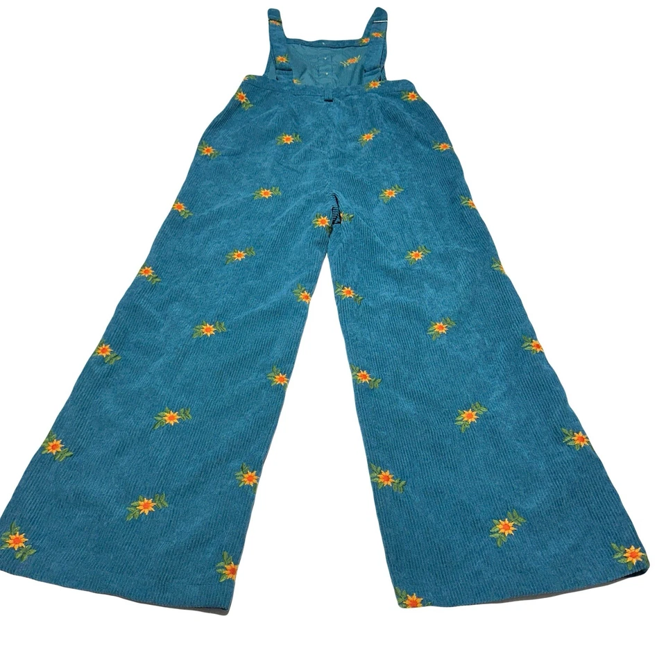 Mono para mujer Cider azul pana girasol floral pierna ancha talla S pequeño Foto 3 de 4