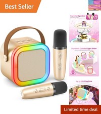 Mini Karaoke Machine for Kids Adults, Portable Bluetooth Speaker with 2 Wirel...