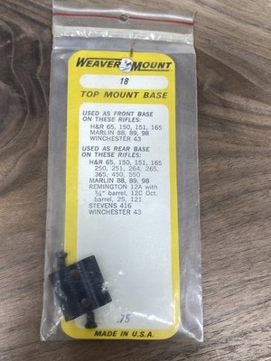 Weaver #18 Top Mount Scope Base  Black Gloss 48018 Winchester 43