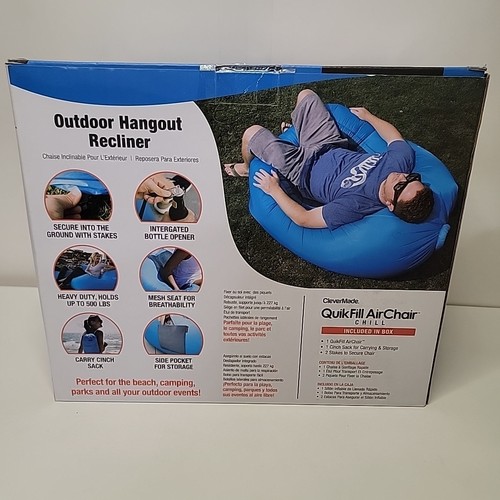 CleverMade QuikFill Air Chair Outdoor Hangout Recliner Chill Blue - 第 3/5 張圖片