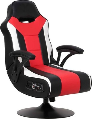 X-Rocker PC Office Computer Gaming Falcon Pedestal Chair 2.1 Wireless, Black/Red