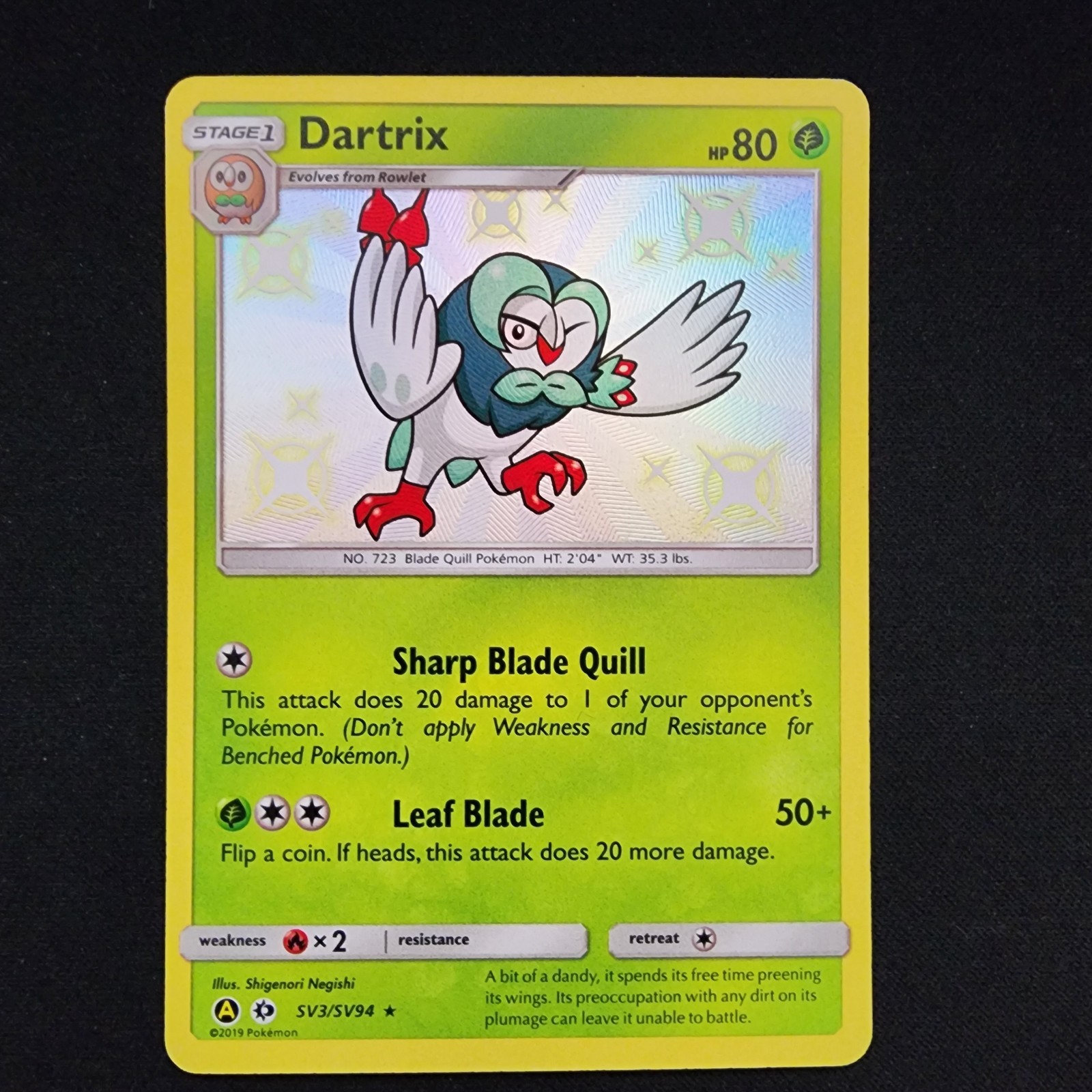 Pokemon Dartrix SV3/SV94 Hidden Fates: Shiny Vault Holo