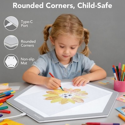 19.6'' Hexagon RGB LED Light Box for Tracing Drawing Kids 8 Colors 3 Brightness