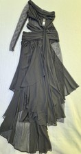 Fashion Nova Harper Dress Maxi Womens Medium Black One Shoulder Cutout Sequin