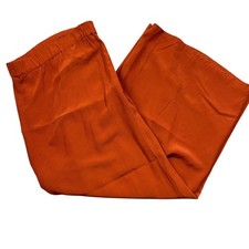 Eileen Fisher Large Rust Pull On Ankle Pants Wide Leg Some Stretch