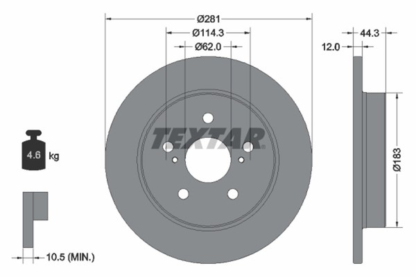 2X Textar Bremsscheibe Pro 92301403 FüR Lexus Hr Nx Toyota Rav 5 Yaris Cross Van-image