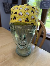 Handmade Yellow Chicken Print Cotton Tie-Back Scrub Cap, One Size Unisex