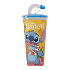 Yellow Lilo & Stitch Drinking Cup With Straw & Cookies Kids Stocking Filler Gift