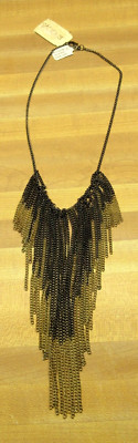 New Macys tag $35 Multi Metal dangle 17'' chain black gold tone two tone Necklace