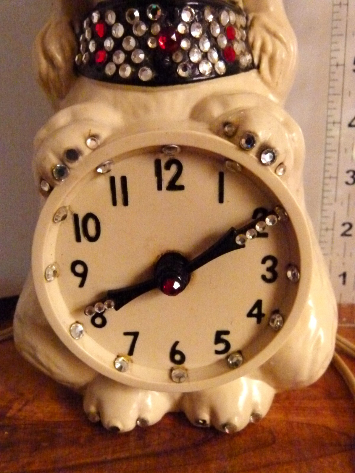 RARE 60’s jeweled POODLE clock vintage MISSING THE TAIL eBay