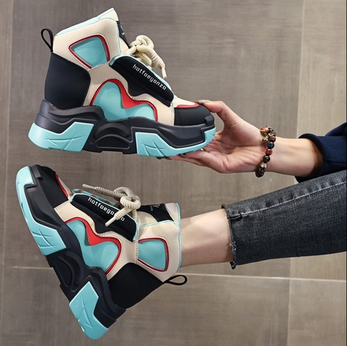 Height Increasing Womens Leather Platform Wedge Fashion Sneaker Creeper Boots - Bild 2 von 10