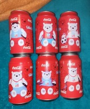 NEW SET of 6 x Athens 2004 Olympics COCA COLA plush Polar Bear IN A CAN