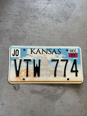 Vintage KANSAS License Plate Capital Building Tags VTW774