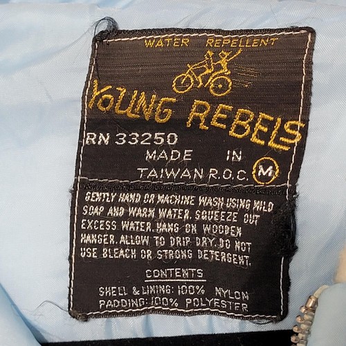 1980s GIRLS Young Rebels Parka Baby Blue Medium Made in Taiwan Zipper Pockets - Picture 8 of 8