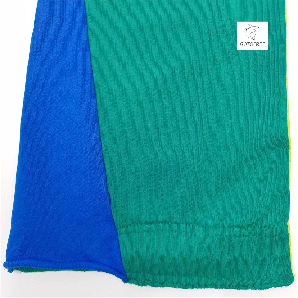 GOTOFREE GDEPT GREEN PATCHWORK SWEATPANTS SPORTS CASUAL TROUSERS PANTS MEN WOMEN - Image 4 of 4