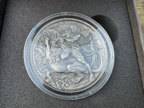 Moneda de plata antigua de alto relieve Samson de 2 oz año 2023 - Imagen 6 de 6