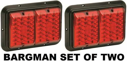 BARGMAN SET OF 2 (TWO) OEM LED RED SURFACE MOUNT TAILIGHTS BLACK BASE TRAILER RV