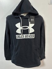 Under Armour Men's Size S Black/White Rival Terry Logo Hoodie Sweatshirt 60 NWT