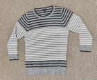 J Crew Merino wool Women’s Sweater Light Pullover Gray Striped Preppy **READ**