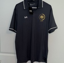 New Under Armour Notre Dame Fighting Irish Athletics Golf POLO Shirt L Gray BCS