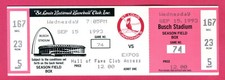 FULL TICKET-CURTIS PRIDE CAREER GM PLAYED #2-9/15/93 CARDINALS/EXPOS-DEAF PLAYER