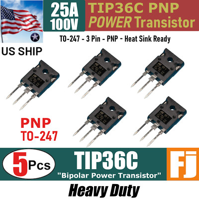 5 pcs TIP36C TIP36 Power Transistor 25A 100V PNP bipolar to-247 | US Ship
