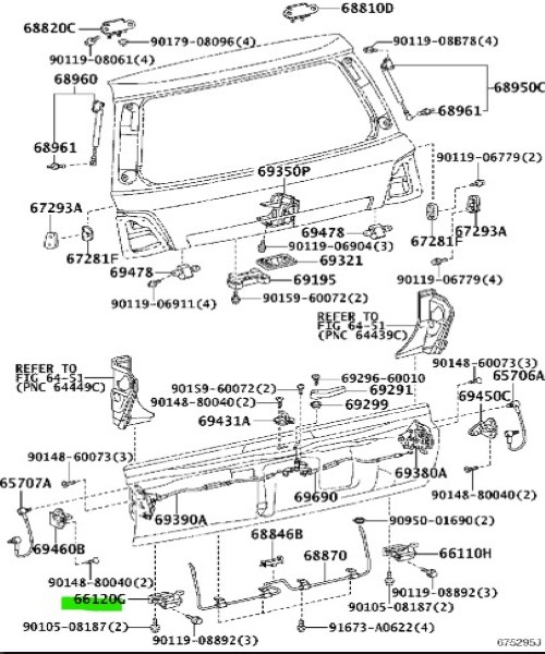 TOYOTA LAND CRUISER Lexus LX570 Hinge Tail GAT Genuine JDM 66120