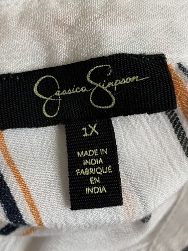 Jessica Simpson Striped Tie Front Top Blouse Women's Size 1X - Picture 4 of 5