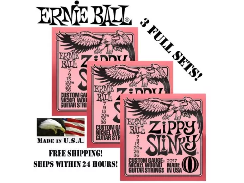 **3 SETS! ERNIE BALL ZIPPY SLINKY 7-36 ELECTRIC GUITAR STRINGS 2217**