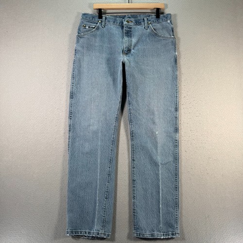Vintage Wrangler Jeans Mens 36x32 Blue Light Wash Slim Straight Cowboy 47MACMS