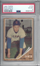 1962 Topps baseball card #170 Ron Santo Chicago Cubs PSA 4 GREEN TINT variation
