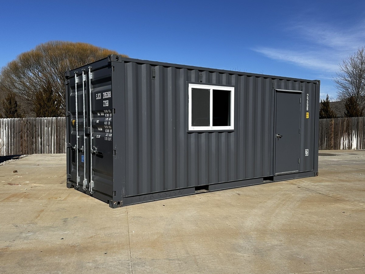 20 ft 20' Slate Gray Shiplap 120V Shipping Container Office
