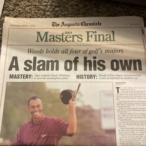 Vintage Tiger Woods newspapers The Augusta Chronicle Masters Final 01-02. Lot 2 - Picture 2 of 7
