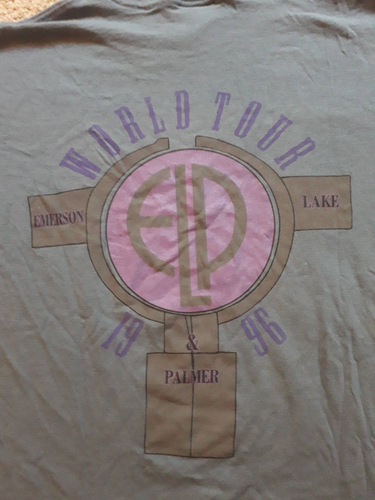 EMERSON LAKE & PALMER Vintage 1996 World Tour T Shirt L Blue ELP LP HR Giger 90s - Picture 6 of 9