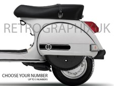 Race Number Stripe fits Vespa PX Side Panel Scooter Sticker Decal Skinhead Mod
