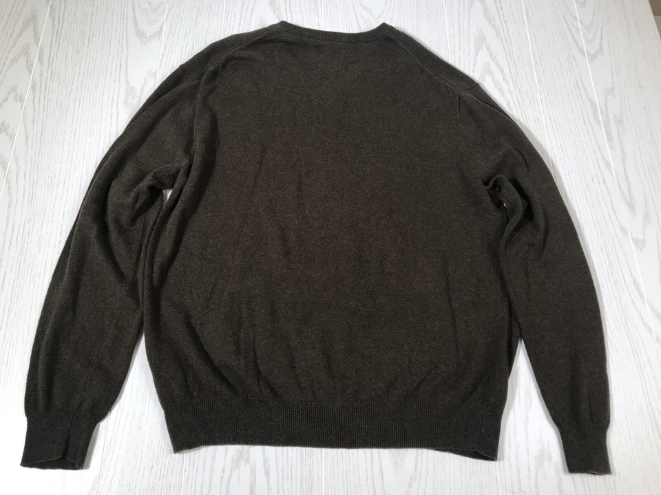 Suéter De Colección Ralph Lauren Algodón Cachemira Para Hombres L Chaps Marrón Cuello en V Preppy Foto 2 de 4