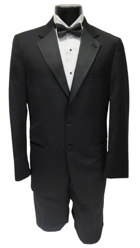 38 R Complete Basic Black 2 button Notch Tuxedo Coat Pants Vest Tie Shirt links