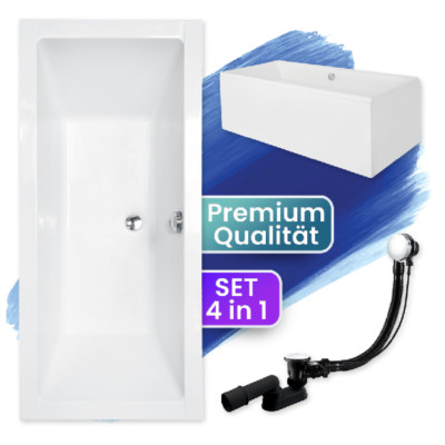 Rechteck Badewanne Wanne 190 x 90 schürze acryl  Ablaufgarnitur + Füße  GRATIS !