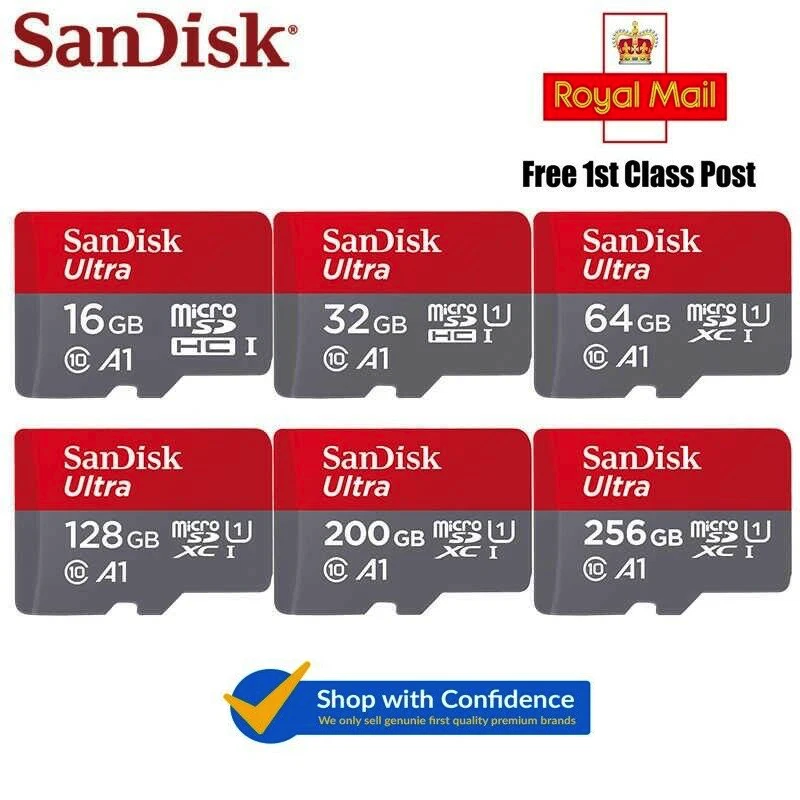 ScanDisk 32GB 64GB 128GB 256GB MicroSD Memory Card Class 10 SDHC SDXC SD TF Card - Image 4 of 4