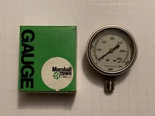 Bourdon Tube Pressure Gauge 0-300 Psi G27476 63mm Fig 187 1/4" MNPT Stainless