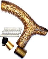 Brown Antique Walking Cane Stick Brass Designer Only Handle Victorian Handmade