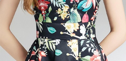 Women's 2024 Fashion Floral Round Neck Sleeveless Slim Flared Dress Sundress  - Bild 8 von 10