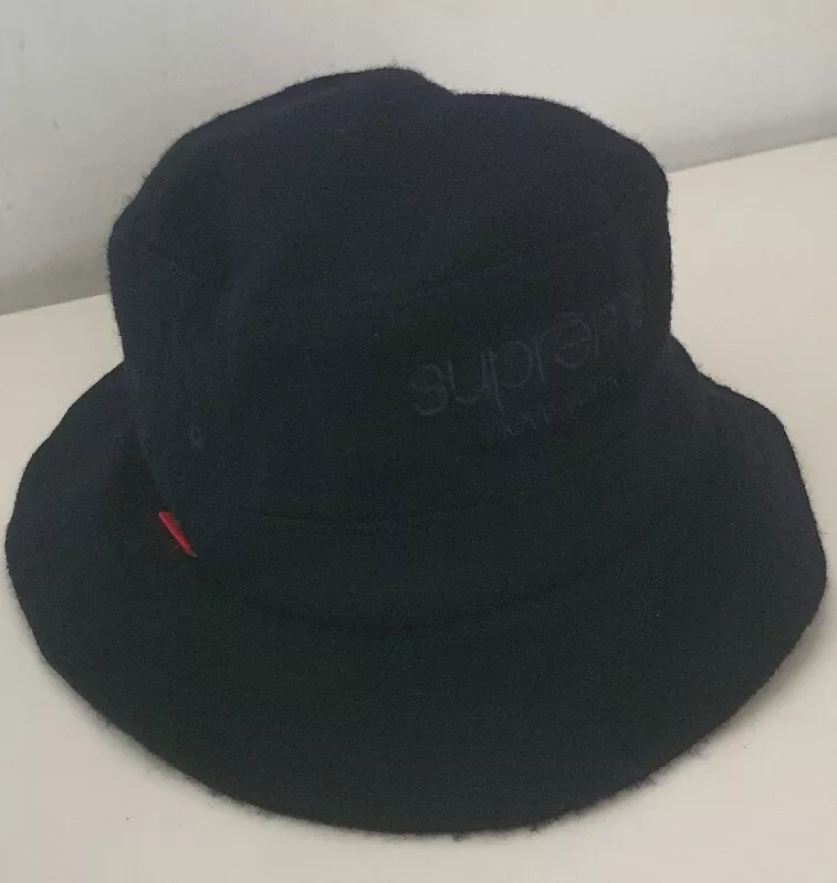 Chapeau seau bleu marine FW14 Supreme Loro Piana laine à chevrons taille S/M rare
