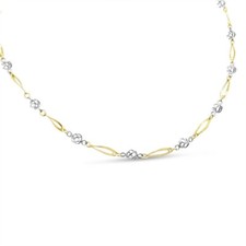 Gold Necklace 9ct - 9ct Gold Necklace Chain Ladies Multi Tone Fancy Twist 16"