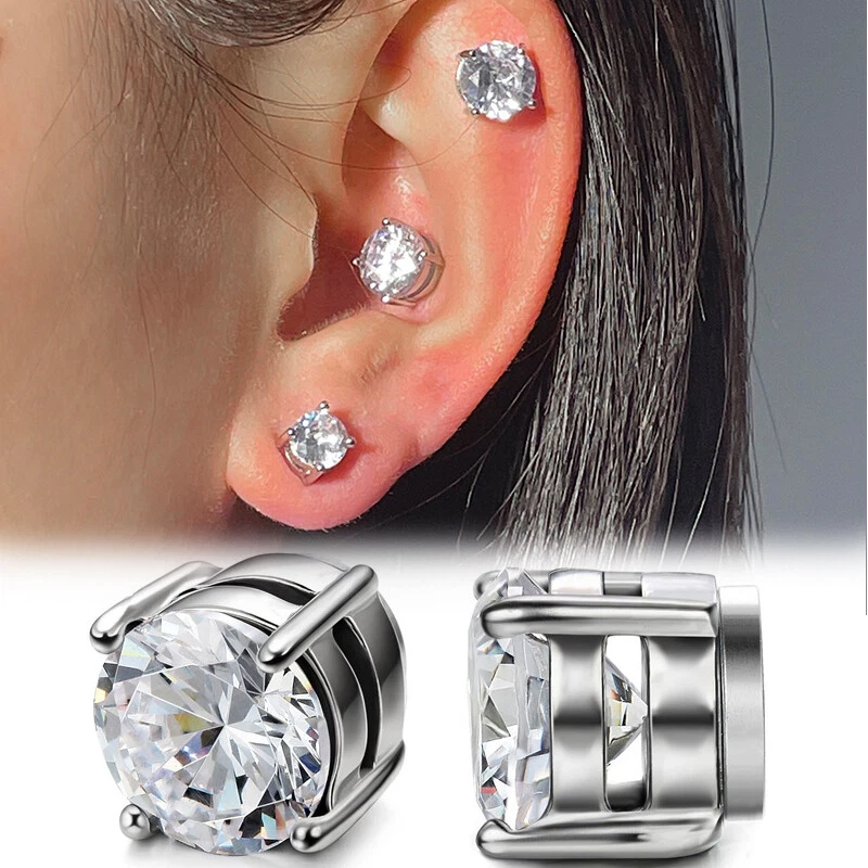 6mm Round Clear Crystal Magnetic Earring, In stock!