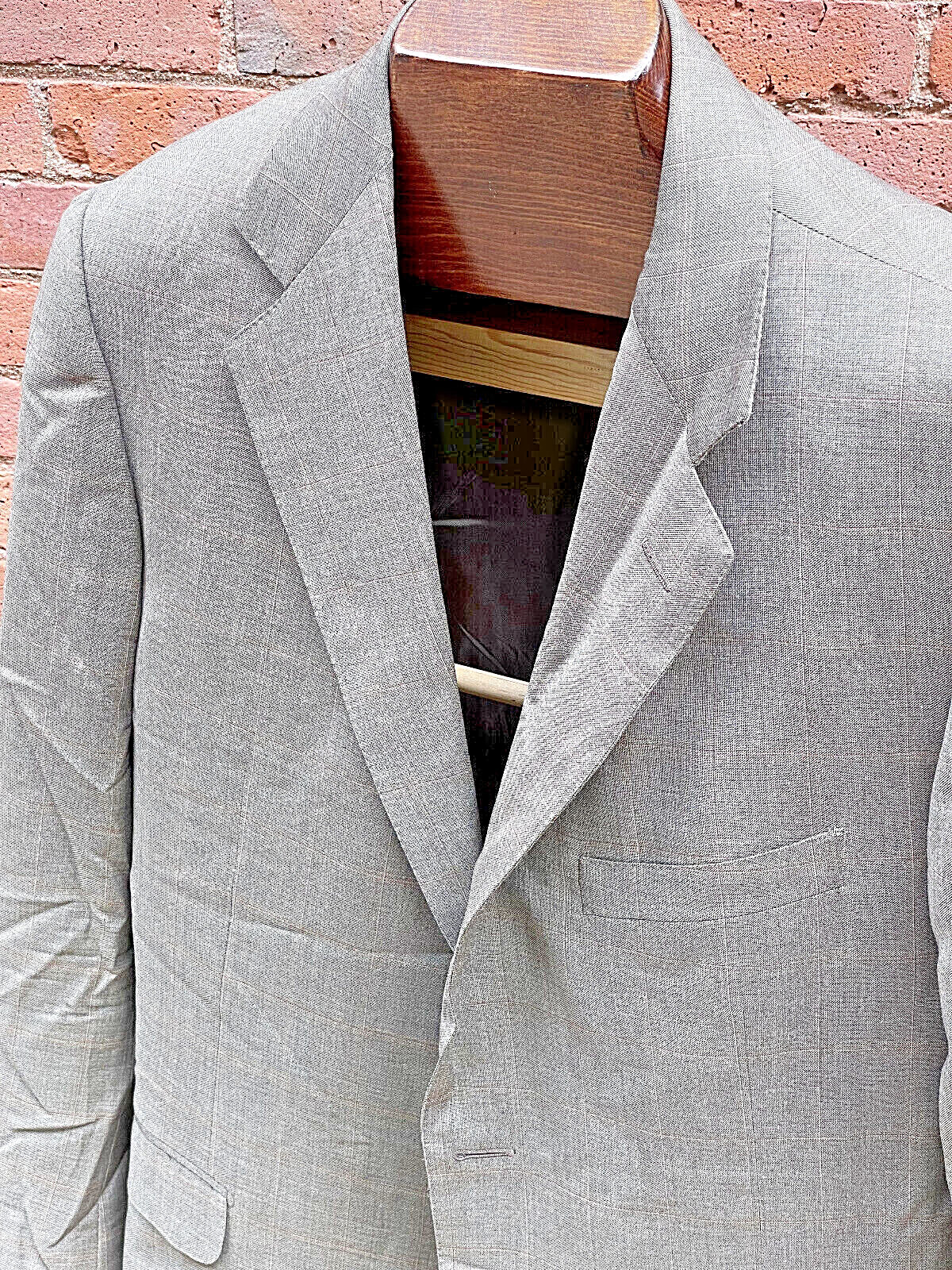 Ermenegildo Zegna for Saks Sportcoat EU56 US44 Gray Brown Check Wool Blazer