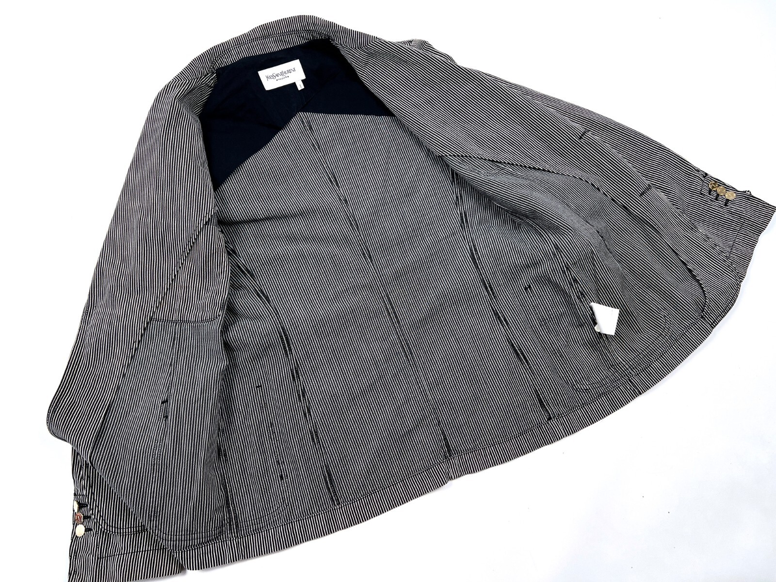 RARE VTG Auth Men's Yves SAINT LAURENT RIVE GAUCHE Striped Blazer Jacket - 48 image 5